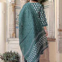 Moda Rapido Women Floral Printed Regular Pure Cotton Kurta Set With Dupatta image 5