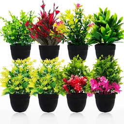 Dekorly Pink Plastic Fern Artificial Flowers & Plants With Pot-picture-10