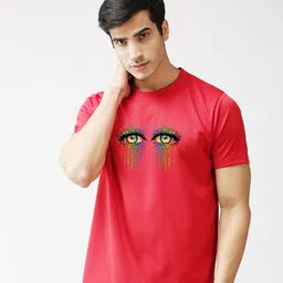EPPE Men Red Printed Applique Slim Fit T-shirt image 3