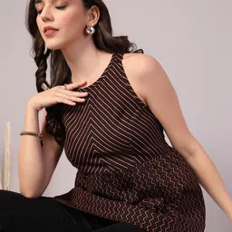 KALINI Geometric Print Cotton Peplum Top image 2