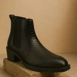 Bxxy Men Textured Height Increasing Block Heel Formal Chelsea Boots-image-34