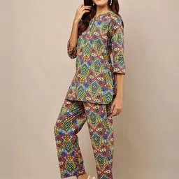 HERE&NOW Women Printed Tunic & Trousers Co-Ord Set image 4