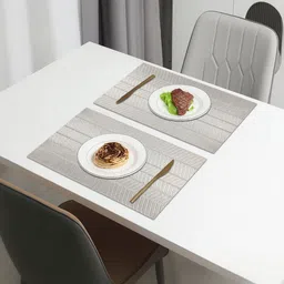 LUXEHOME INTERNATIONAL Silver-Toned 2 Pieces Textured Anti Skid Table Placemats-picture-36