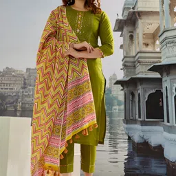 Ekta Textiles Women Ethnic Motifs Kurta with Trousers & Dupatta-picture-42