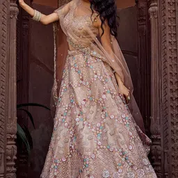 panchhi Embroidered Sequinned Semi-Stitched Lehenga & Unstitched Blouse With Dupatta image 2