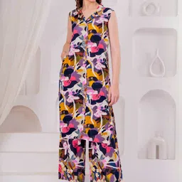 OH MI DIOS Floral Printed Shirt Collar Straight Kurta With Palazzos-picture-11