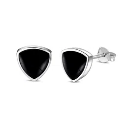 LeCalla Men 925 Sterling Silver-Plated Triangular Shaped Studs image 2