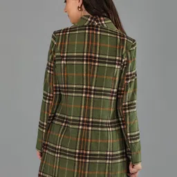 Roadster Women Checked Polyester Regular Fit Trench Coat image 5