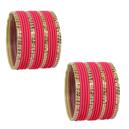 ZULKA Set of 40 Metal with Base Metal Engraved Pattern Glossy with Matte Finished Bangle image 4