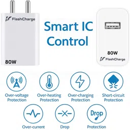 Sulania 80 W Quick Charge 6 A Wall Charger for Mobile with Detachable Cable image 2