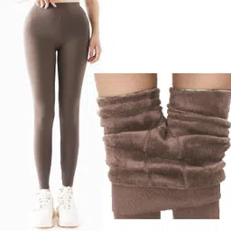 Frackson Brown Ankle Length 24 to 34 Waist Stretchable Warm Lined Fleece Legging Slim Fit Women Pyjama Thermal-picture-22