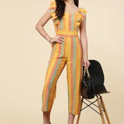KALINI Striped Square Neck Cotton Basic Jumpsuit image 4