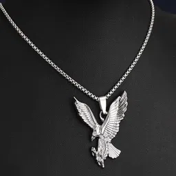 floky Stylish War Eagle Flying Pendant for Boys & Girls Sterling Silver Rhodium Alloy Pendant image 2