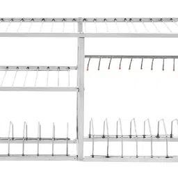 irontech Utensil Kitchen Rack Stainless Steel Wall Mount Kitchen Utensils Rack | Dish Rack with Plate & Cutlery Stand | Modular Kitchen Storage Rack | Modern Kitchen Organizer | Utensils Holder (18 x 24 INCHES) Steel-picture-23