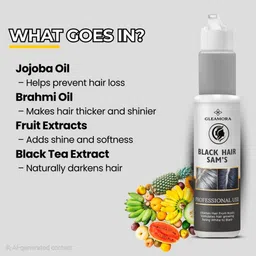 gleamora Hair Sam’s Professional serum for men and women | Instant Natural Black |pack 2 , BLACK image 4