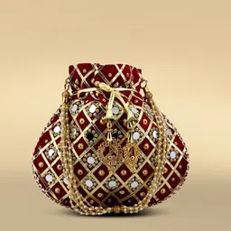 lookingfab Women Maroon Potli-picture-15