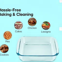 flipkart smartbuy Glass Serving Bowl 1100ml Borosilicate Clear Glass Square Backware Baking Tray for Kitchen Cooking image 4