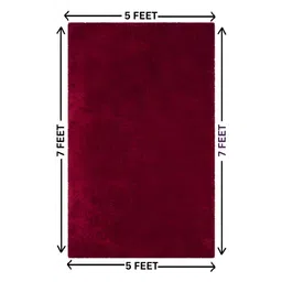 Shopgallery Red Textured Anti Skid Rectangle Shaggy Carpet image 5