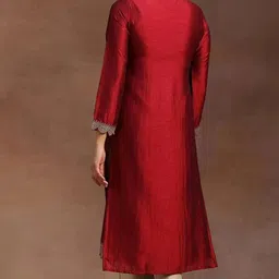 rare thread Women Embellished Silk Blend A-line Kurta image 2