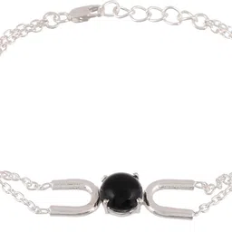 Femme Jam 925 Sterling Silver Natural Balck Onyx Gemstone Bracelet For Women & Girls Platinum Onyx Bracelet-picture-19