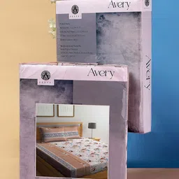 Arrabi Bookfold Brown & Beige Floral Printed 300 TC King Bedsheet With 2 Pillow Covers image 4