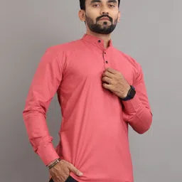 nofilter Men Solid Cotton Blend Straight Kurta image 4