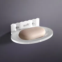 gloxy Soap Holder with Drainage |Wall Mounted Soap Dish for Bathroom and Kitchen Use 4 inch 1 Bar Towel Rod image 4