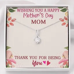 rakva Happy motherâ€™s day necklace gift for mom thank you necklace Zircon Silver Pendant Set-picture-14