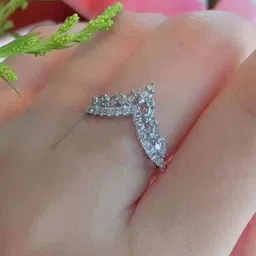 Designs & You Silver-Plated Crystals Studded Anti Tarnish Adjustable Finger Ring image 3