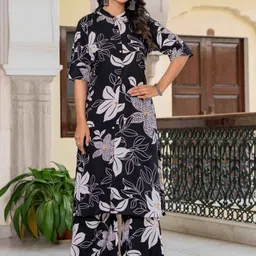 OKARA Floral Printed Mandarin Collar Neck Kurta With Palazzo Set-picture-12