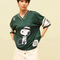 ONLY Women Printed V-Neck Drop-Shoulder Sleeves Applique T-shirt-picture-44