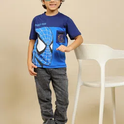 Kids Ville Boys Spider-Man Graphic Printed Round Neck Cotton T-shirt-picture-19