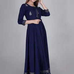 HERE&NOW Women Ethnic Motifs Embroidered Floral Anarkali Kurta-picture-28