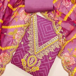 Nayanthara Trends Embroidered Sequinned Chanderi Silk Unstitched Dress Material-picture-22