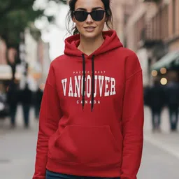 MACK JONNEY Women Fleece Printed Kangaroo Pocket Long Sleeves Hooded Sweatshirt-picture-18