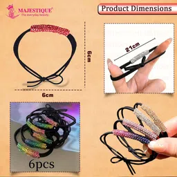 MAJESTIQUE Girls Set of 6 Embellished Ponytail Holders image 2