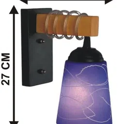 1ST TIME Blue & White Colourblocked Wood Contemporary Rectangle Shaped Wall Lamp image 5