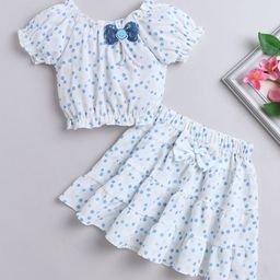 The Magic Wand Girls Printed Short Sleeves Top With Skirt-picture-6