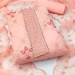 Panzora Floral Embroidered Sequinned Unstitched Dress Material-picture-15