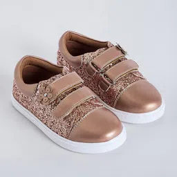 Hopscotch Girls Textured Round Toe Glitter Embellished Velcro Sneakers-image-97