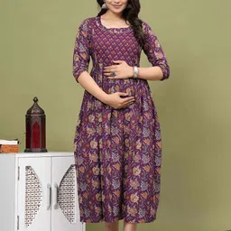 UrbanRang Floral Print Maternity Maxi Dress-picture-18
