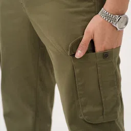 The Pant Project Men Sap Green Relaxed Fit Stretch Cargo Pants image 4