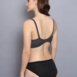 samvar Women Blue,Black,Yellow Cotton Blend Bra Panty Set for Lingerie Set Undergarments Pack of 3 image 4