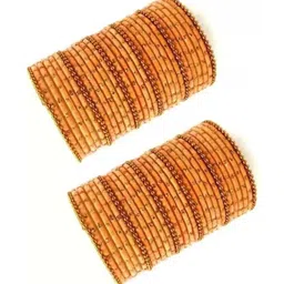 Shasmi Set Of 40 Gold Glass Artificial Stones & Beads Bangle-picture-29