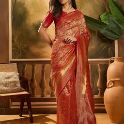 MANVAA Embellished Zari Silk Blend Banarasi Saree-picture-41