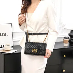 Diva Dale Women Solid Quilted Structured Sling Bag image 2