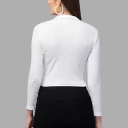 Maheshvi Women Ribbed Shirt Collar Long Sleeves Top image 4