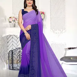 Zeekha Ombre Beads and Stones Poly Georgette Heavy Work Saree-picture-12