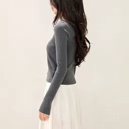 JC Collection Women Ribbed Cardigan with Applique Detail image 4