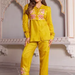KALINI Women Embroidered Shirt & Trousers Co-Ord Set-image-63
